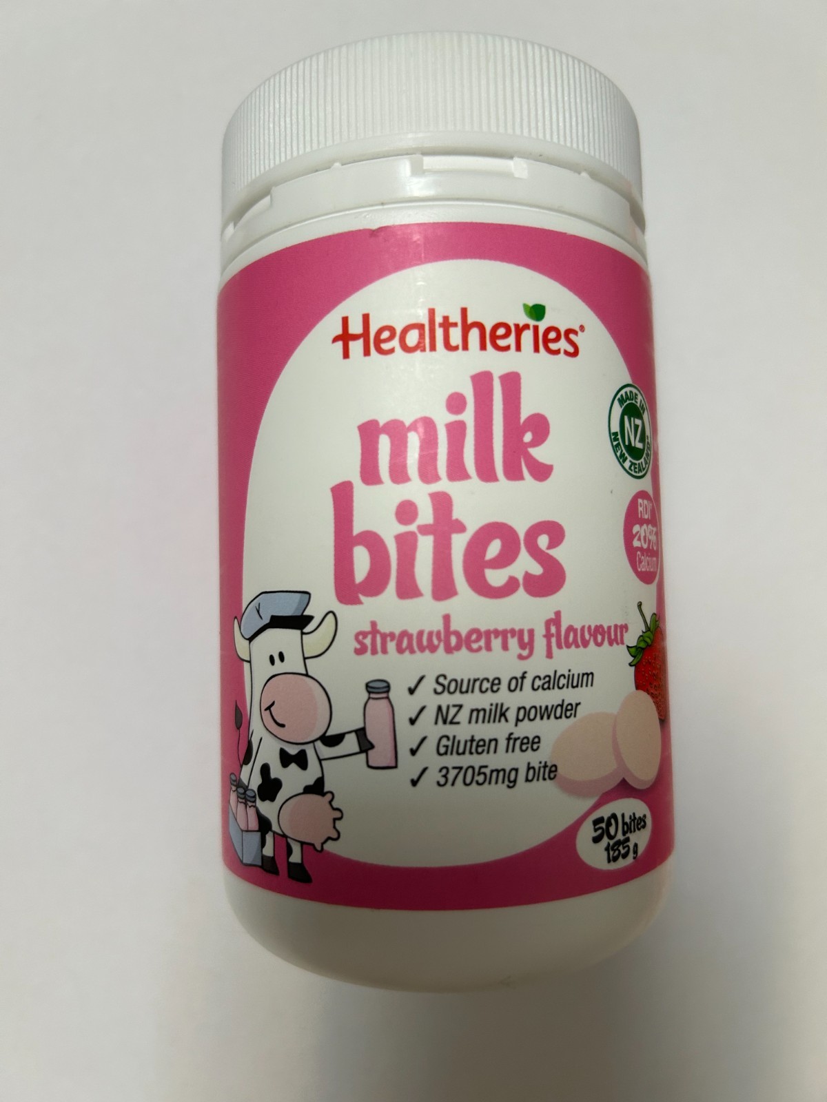 Healtheries Milk Bites (Strawberry) 50 Bites 185g Made in New Zealand EXP09/2026