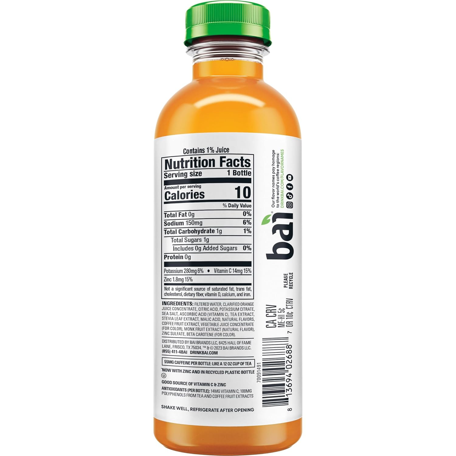 Bai Antioxidant Infused Water Beverage, Costa Rica Clementine, with Vitamin C an