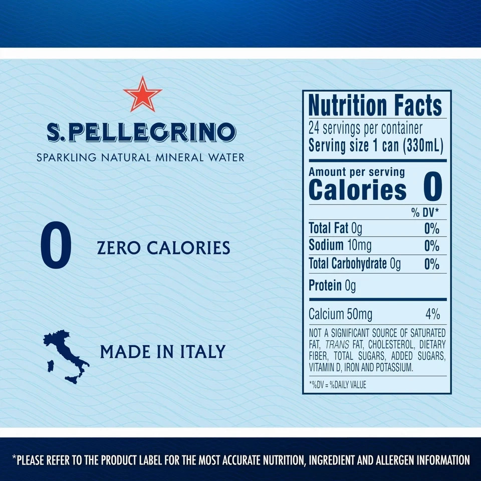 S Pellegrino Sparkling Natural Mineral Water 24 Cans 11.15 Fl Oz-free shipping