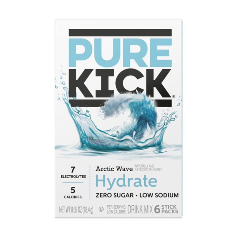 12x Pure Kick Hydrate Arctic Wave Drink Mix Water Enhancer Beverage Pack Bulk 6c