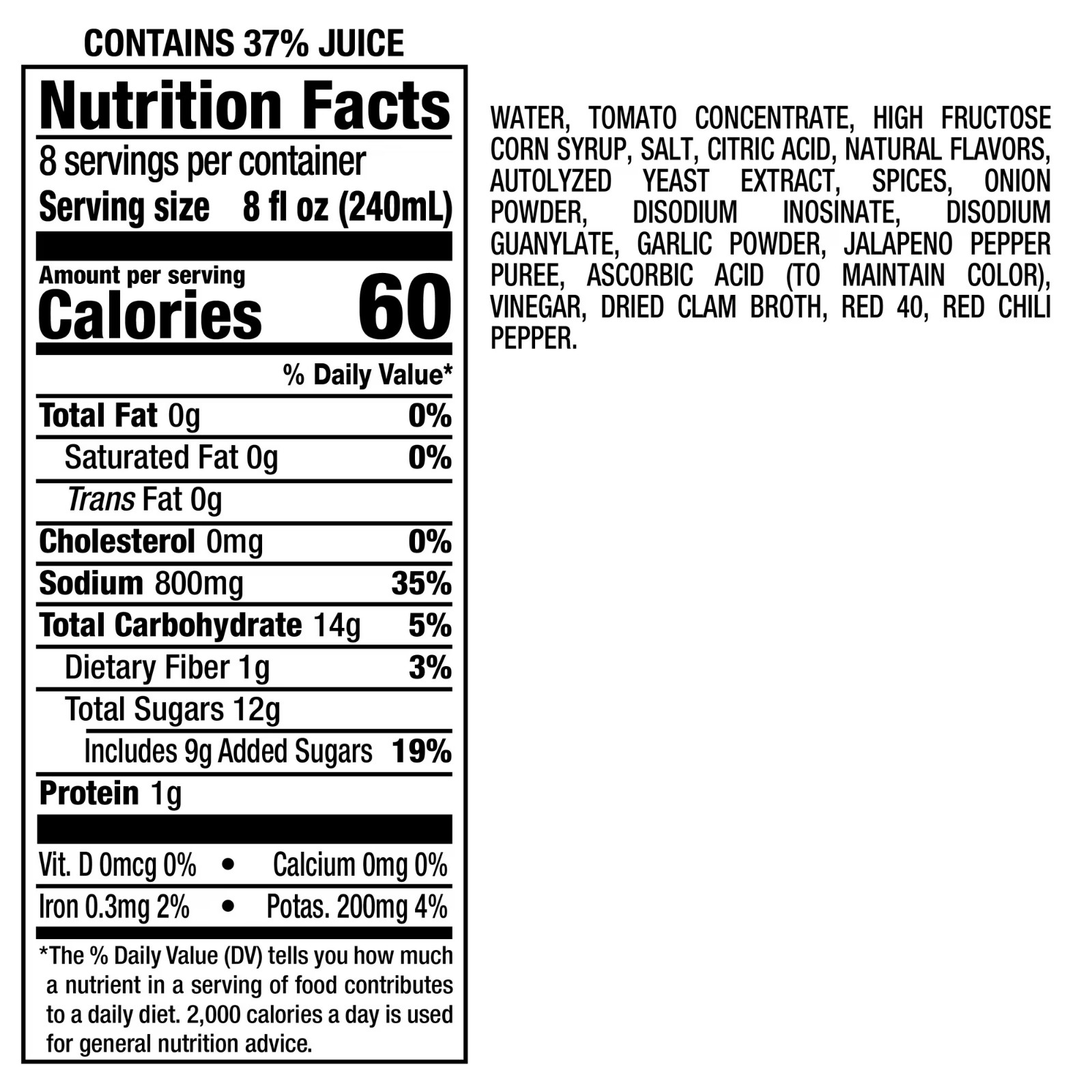 (2 pack) Clamato Tomato Cocktail, Picante, 64 Fl Oz, 1 Count