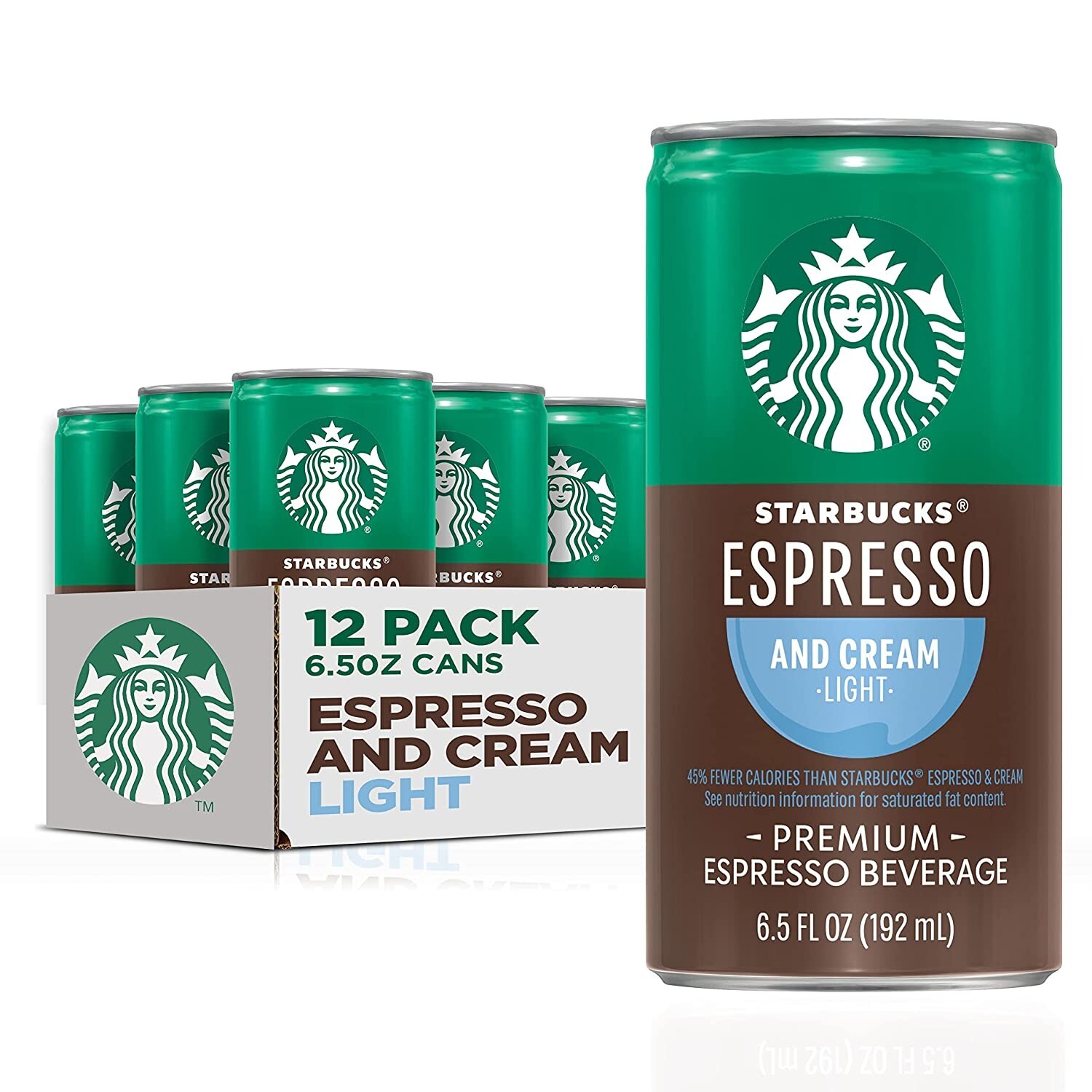 Starbucks Ready to Drink Coffee, Espresso & Cream Light , 6.5oz Cans 12 Pack