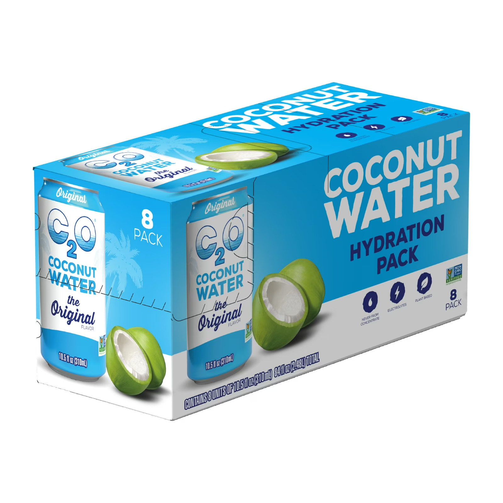 C2O Pure Coconut Water, Hydration Pack, 10.5 FL Oz, 8 Pack ( 2 Pack )