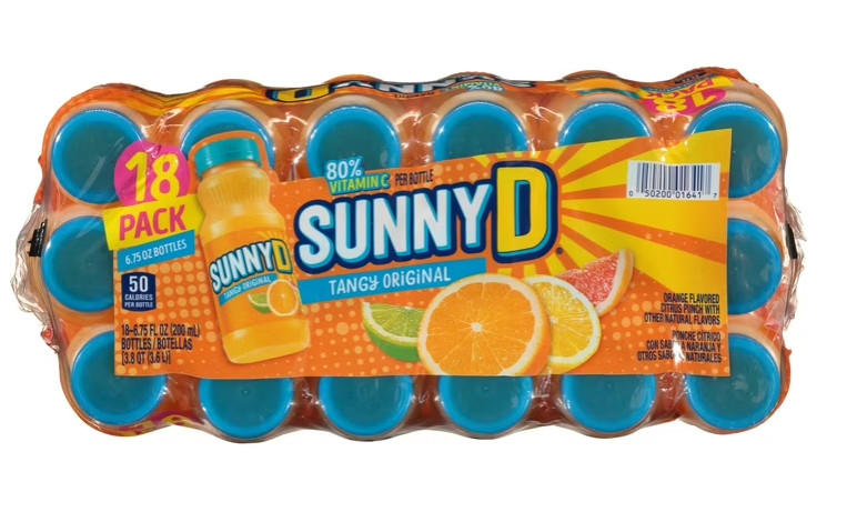 (PACK OF 2) SUNNYD Tangy Shelf Stable Orange Juice Drink, 18 Count, 6.75 fl oz