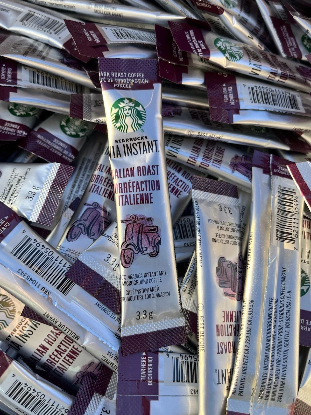 50 Packets Starbucks VIA Italian Roast Instant Coffee Dark Microground Arabica