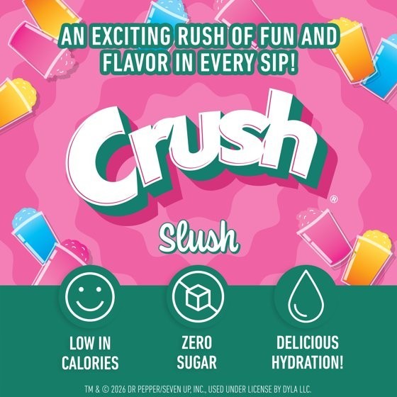 Crush Slush Powder Drink Mix Variety Pack, Blue Razz, Pink Swirl & Tropical, 30