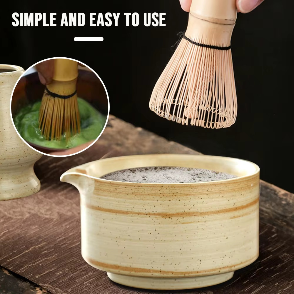 4PCS Japanese Matcha Tea Set Safe Bamboo Whisk Teaspoon Tea Sets Indoor Beverage