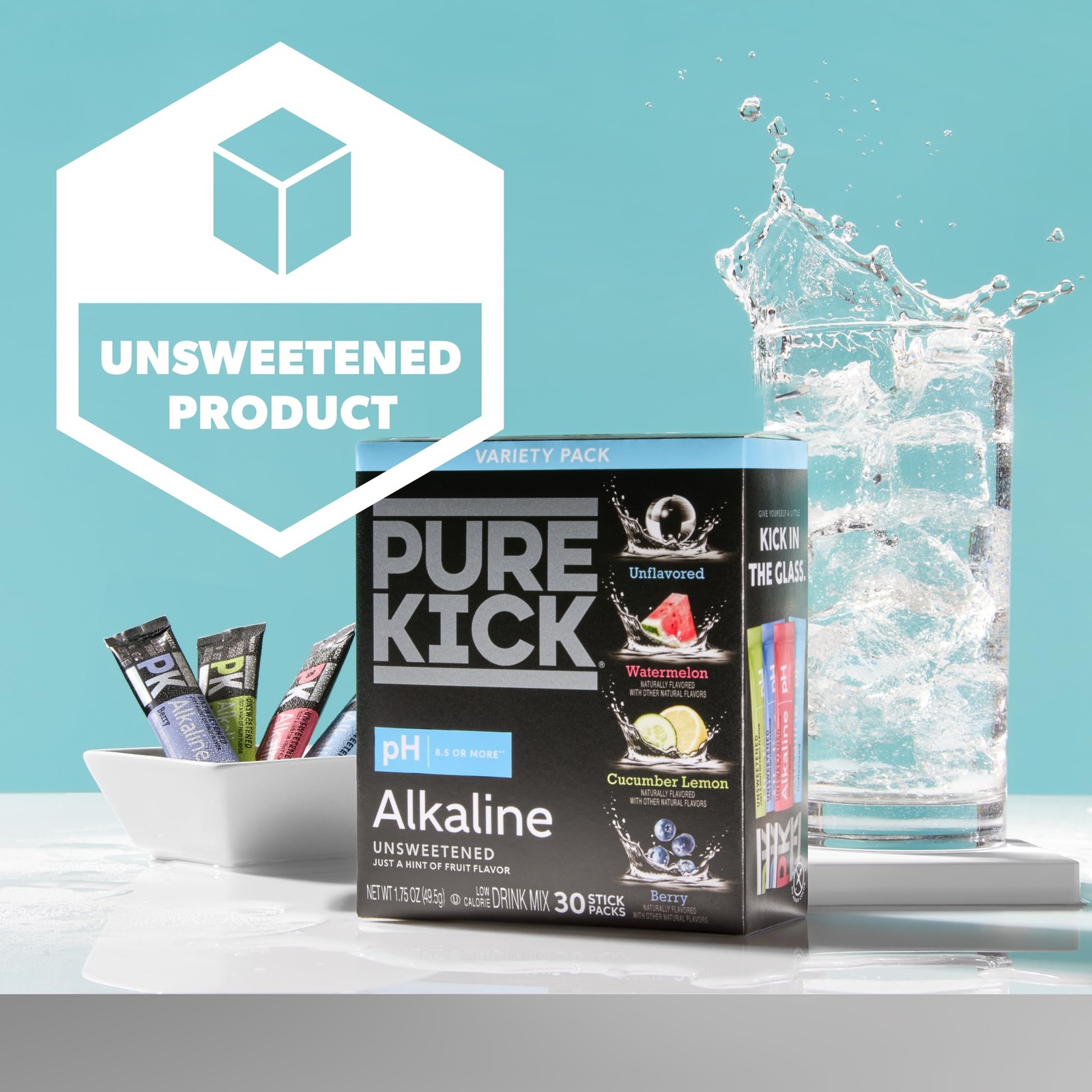 Pure Kick Alkaline pH 8.5 or Higher Powdered Drink 0.06 Ounce (Pack of 30)