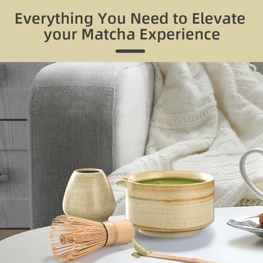 4PCS Japanese Matcha Tea Set Safe Bamboo Whisk Teaspoon Tea Sets Indoor Beverage