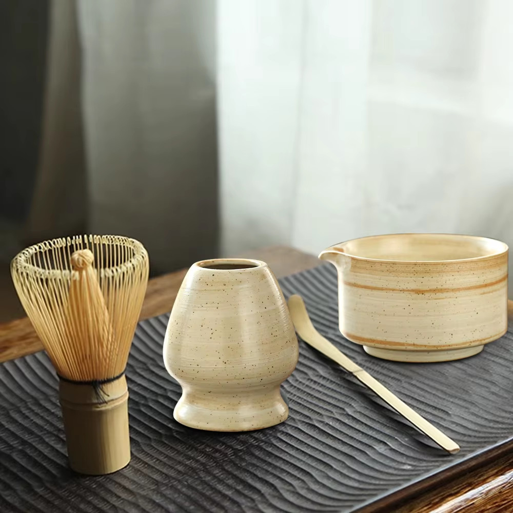 4PCS Japanese Matcha Tea Set Safe Bamboo Whisk Teaspoon Tea Sets Indoor Beverage