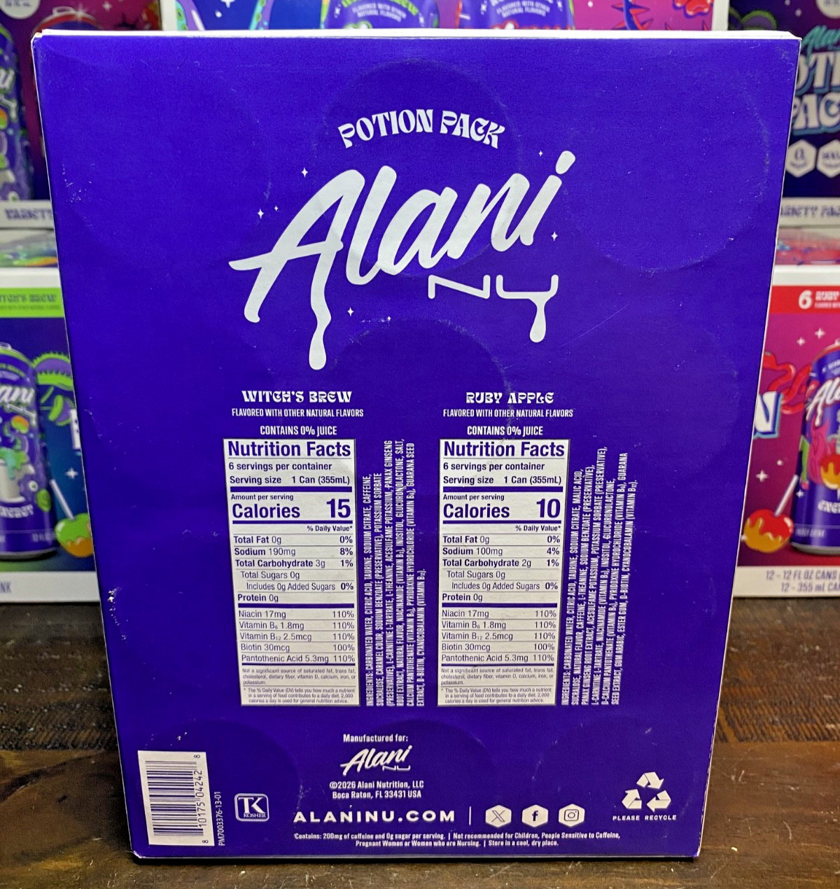 Alani 12 Can Potion Pack Variety Case (6 Witches Brew & 6 Ruby Apple) Free Ship