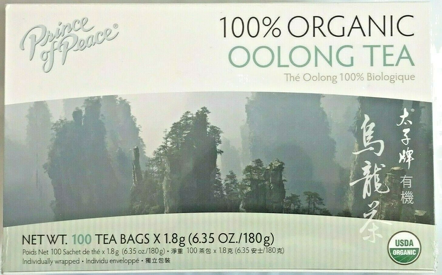 Prince of Peace 100% Organic Oolong Tea( 6.35 Oz /180g) – 100 Tea Bags x 1.8g