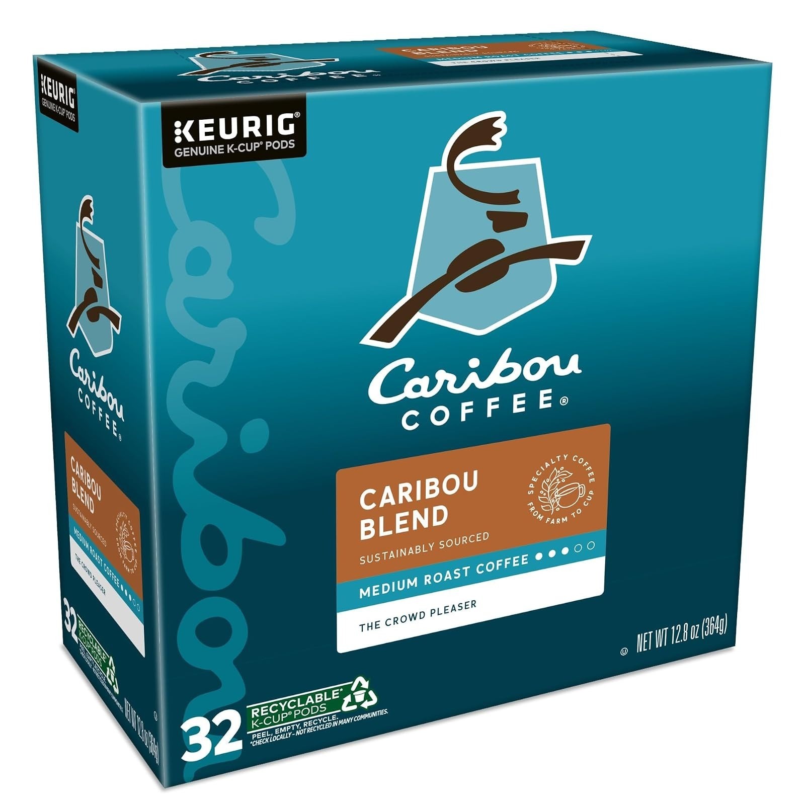 Caribou Coffee Caribou Blend Keurig K-Cup Pods Medium Roast 32 Count