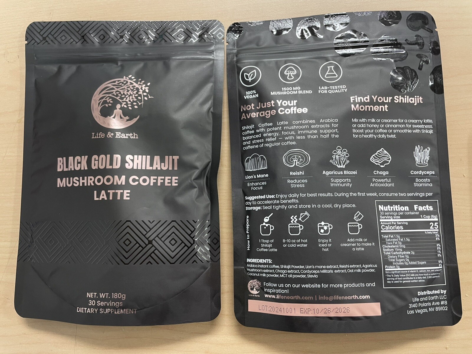 Mushroom Coffee Latte With Shilajit Organic New 30 SERVINGS