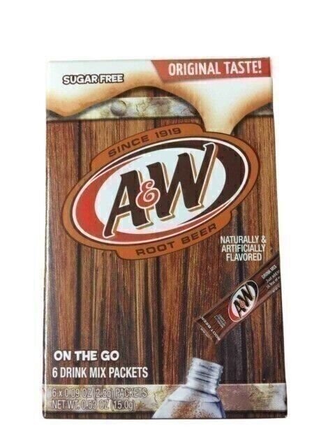 A & W Root Beer ~ Original Taste! ~ 6 Sticks ~ Sugar Free ~ Drink Mix ~ Lot of 3