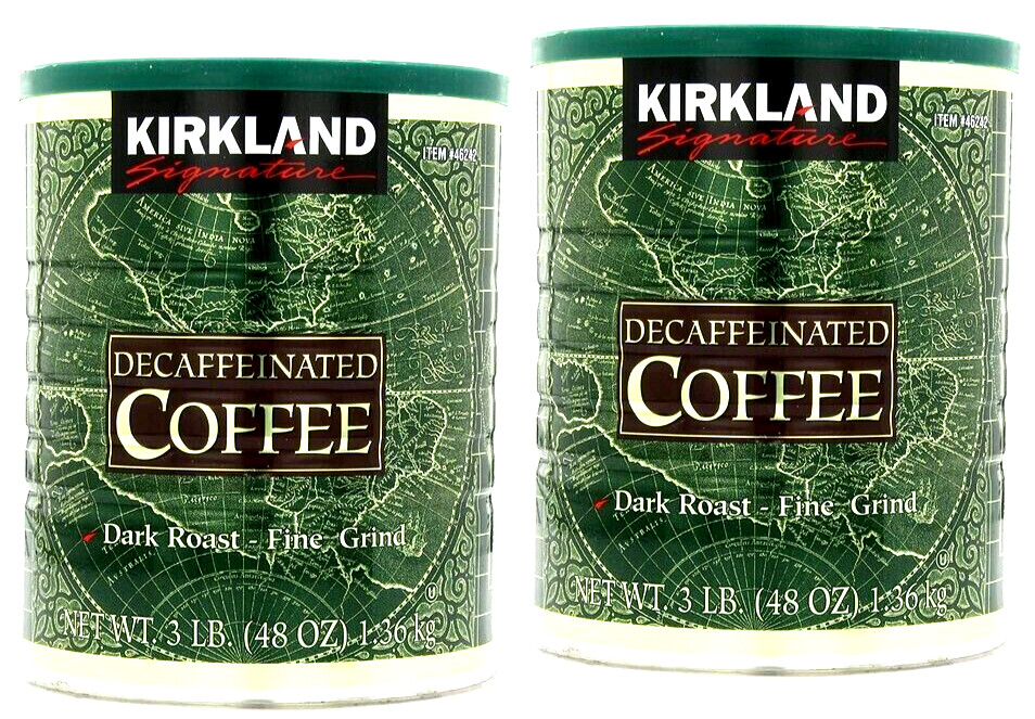 2 Packs Kirkland Signature Decaffeinated Coffee Dark Roast 3 LB Each, Total 6 LB