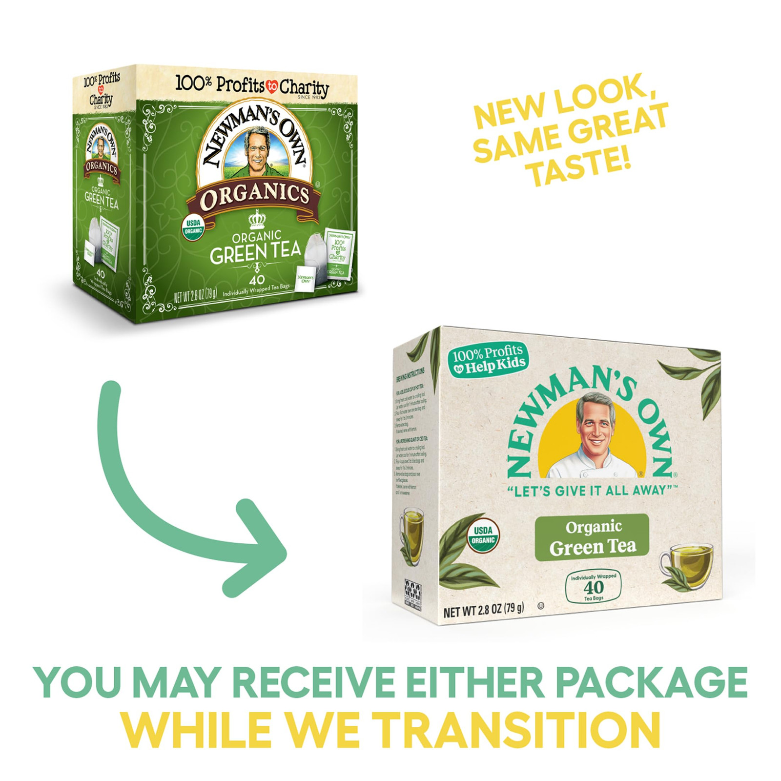 Newmans Own Organics Green Tea 40 Count Kosher Gluten Free Dairy Free Bags