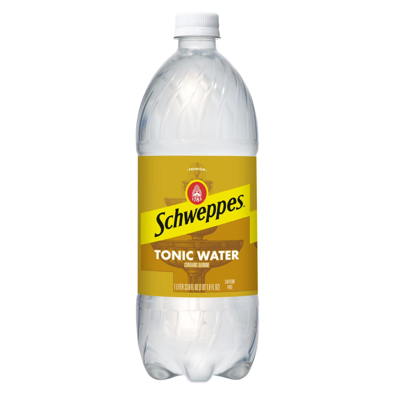 Schweppes Caffeine Free Tonic Water 1L Bottle, Zero Caffeine Mixer Drink 1 Liter