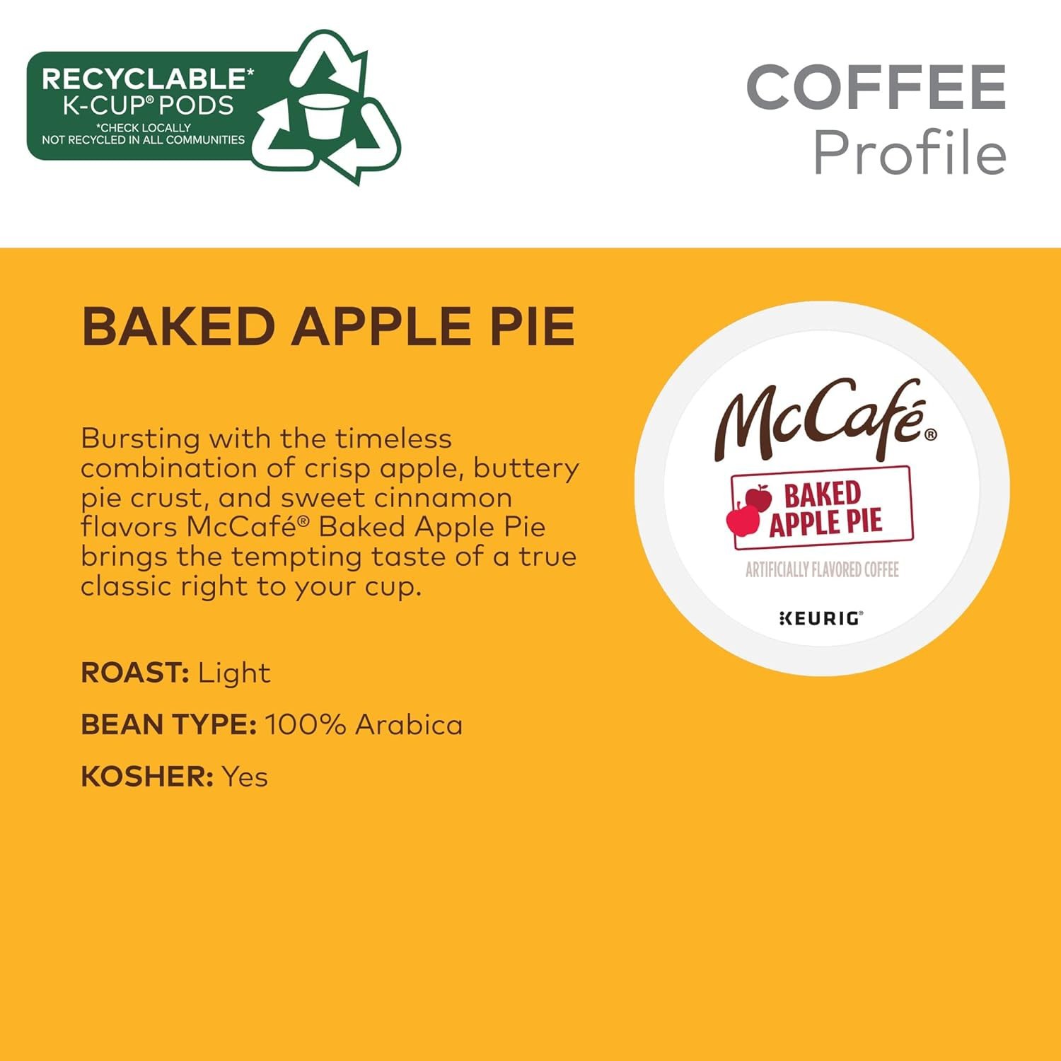 60 Count – McCafe Baked Apple Pie Coffee, Keurig Single Serve K-Cup Pods