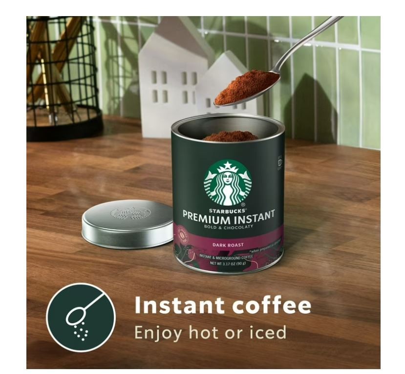 Starbucks Premium Instant Coffee Dark Roast 3.17 oz 3 Pack Strong Coffee