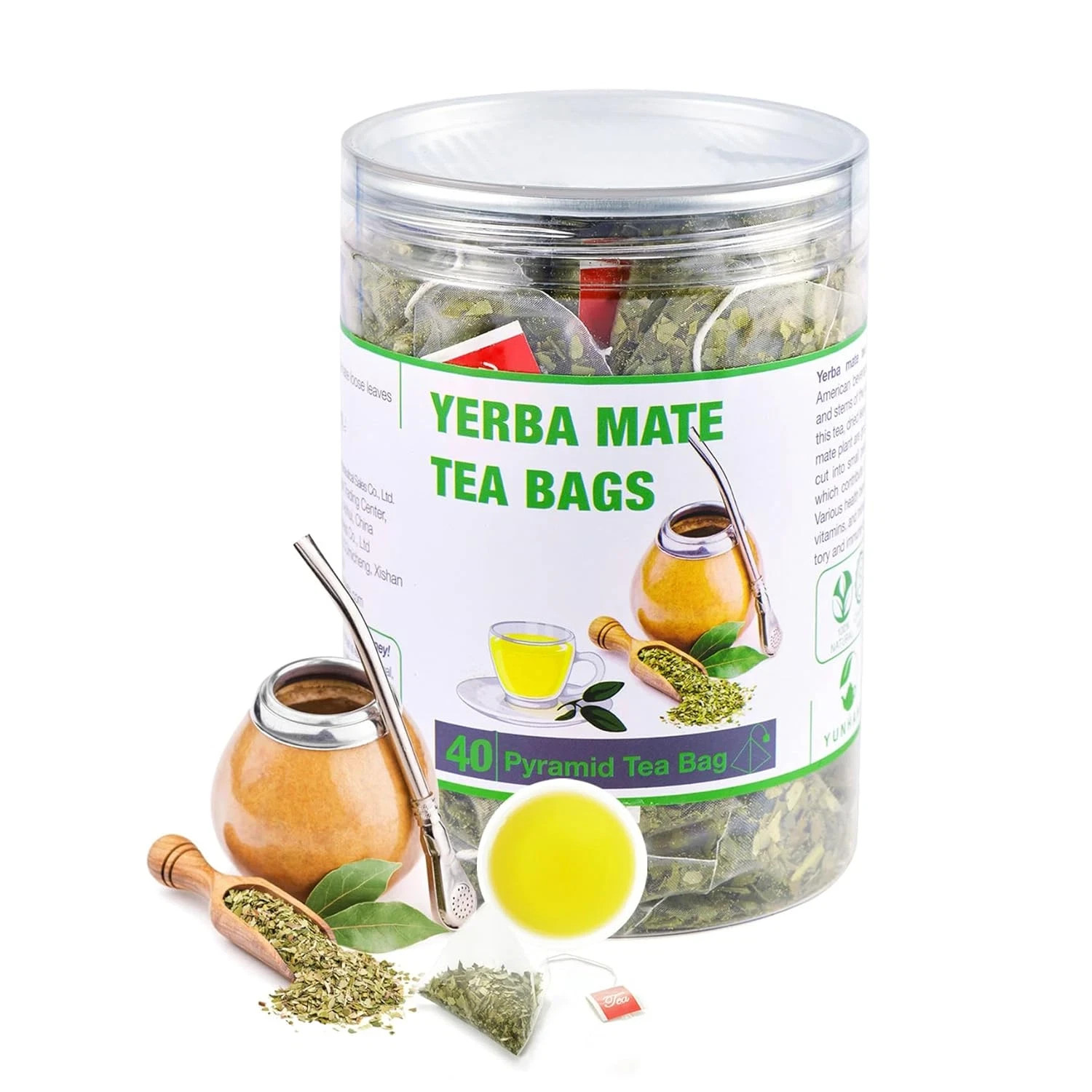 40 Yerba Mate Tea Bag, 3G/Bag, Unsmoked Yerba Mate Loose Leaf Tea Packets, Unswe