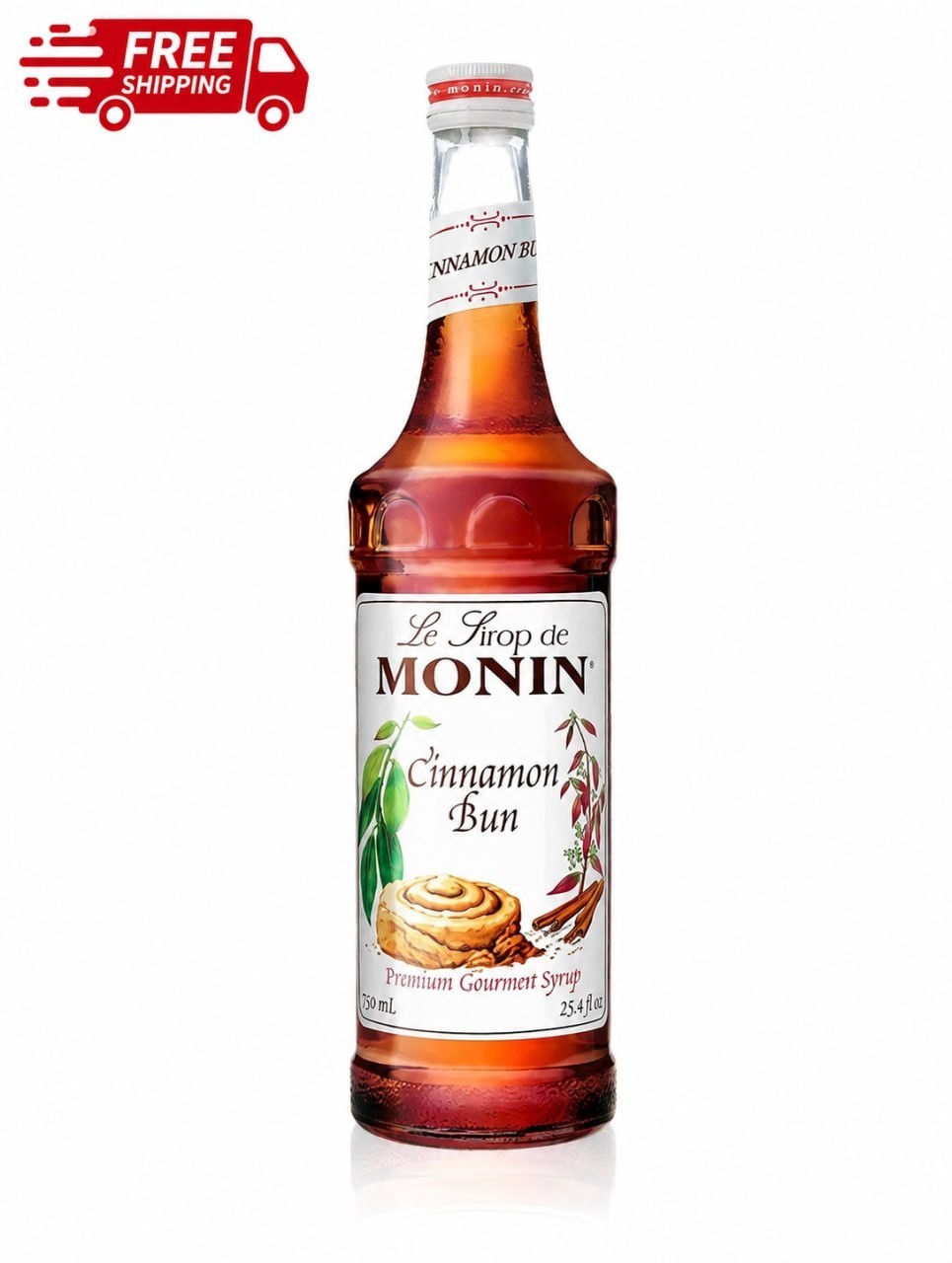 Monin Cinnamon Bun Syrup 750 ml Gourmet Coffee Flavoring