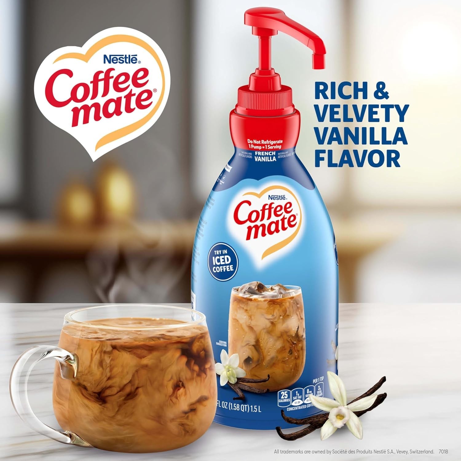 Nestle Coffee Mate Coffee Creamer, French Vanilla, Concentrated Liquid Pump 50oz
