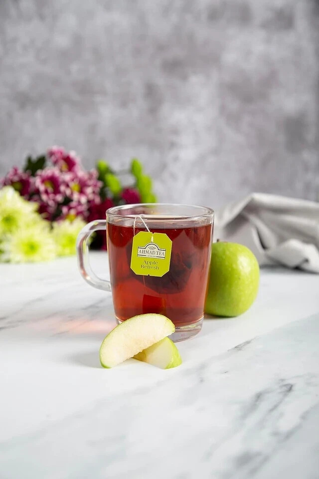 Ahmad Tea Apple Refresh Black Tea Bags Naturally Caffeinated Sugar Free 20 Ct