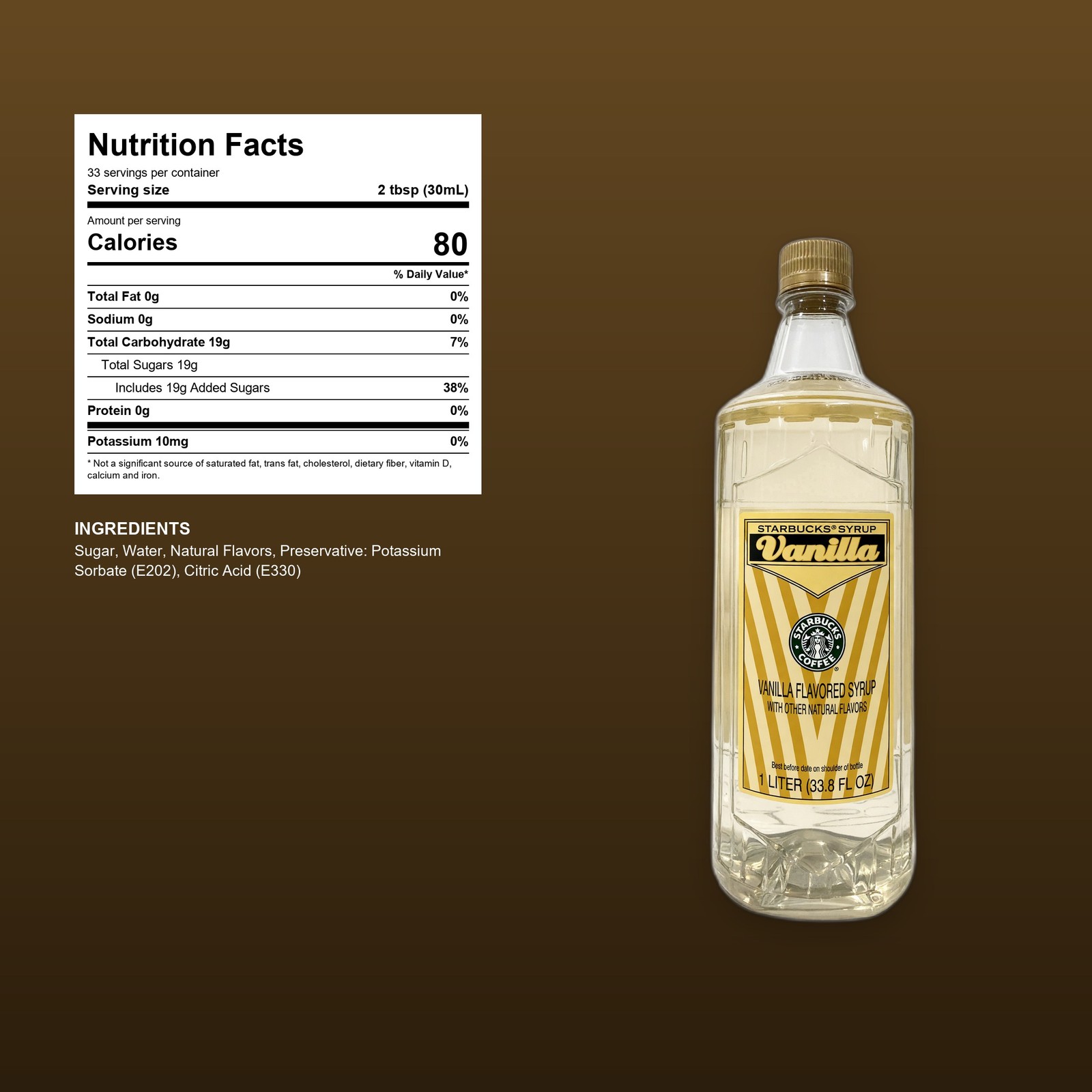 Starbucks Vanilla Coffee Syrup 1L 33.8 fl oz w/ Complimentary White Pump