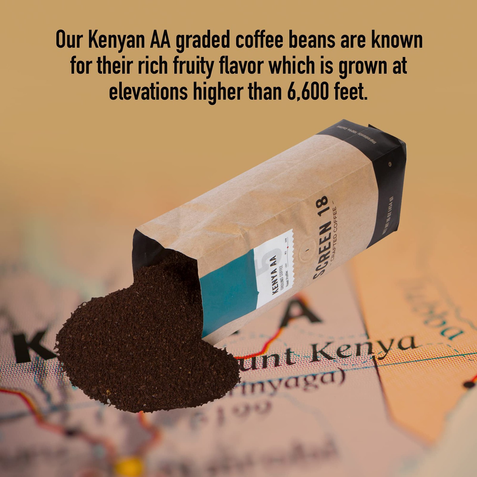Screen 18 Specialty Grade Kenya AA Ground Coffee Single Origin 1 LB Bag