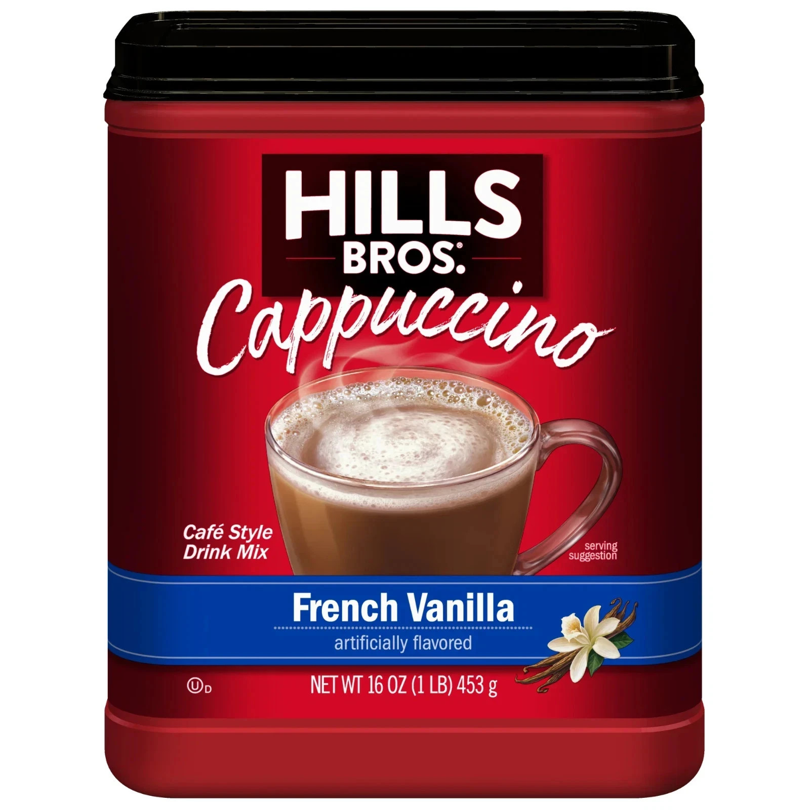 Hills Bros French Vanilla Cappuccino Instant Coffee Mix,16 Ounce Canister 4 Pack