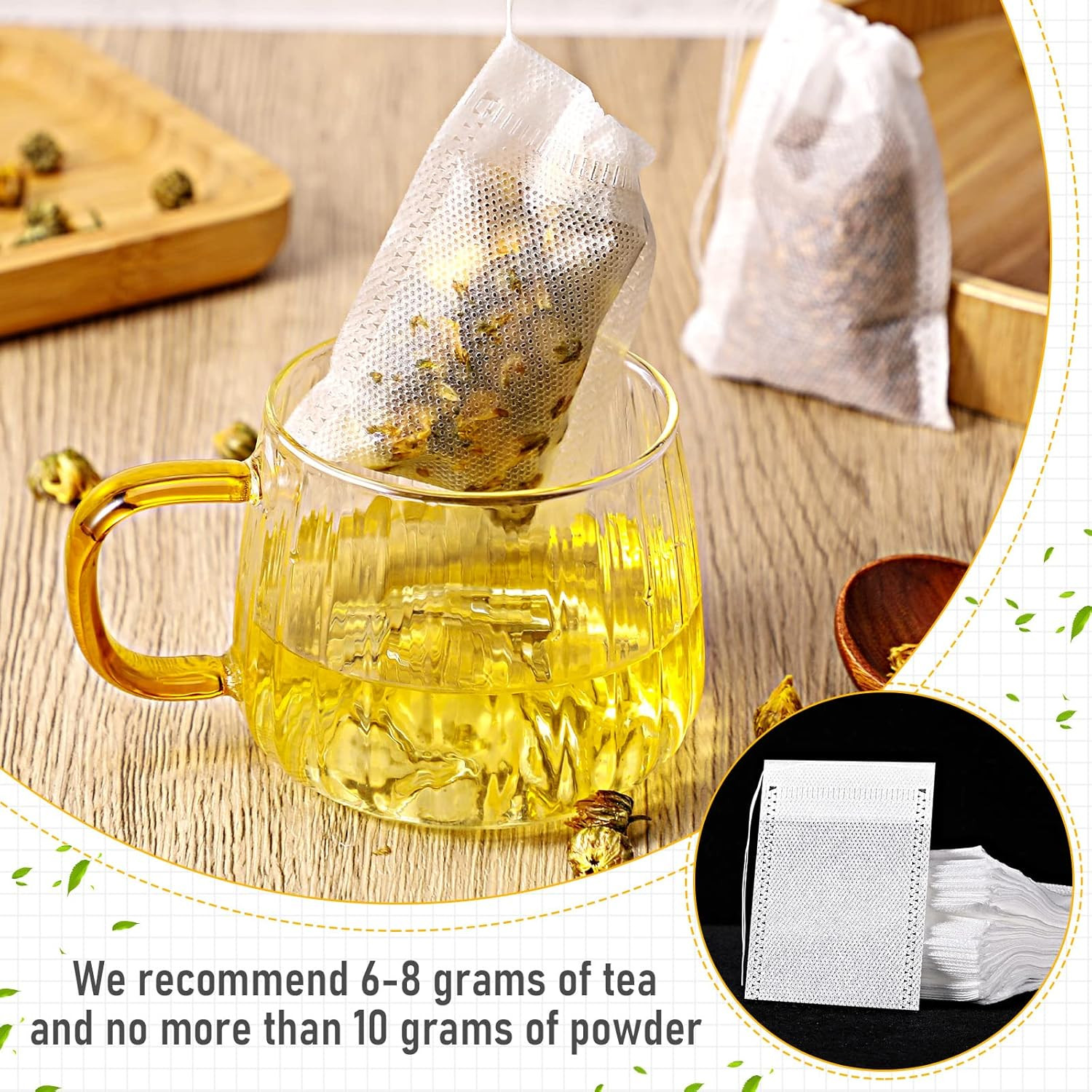 1000 Pcs Disposable Tea Bags Bulk for Loose Leaf Tea Drawstring Empty Coffee Sac