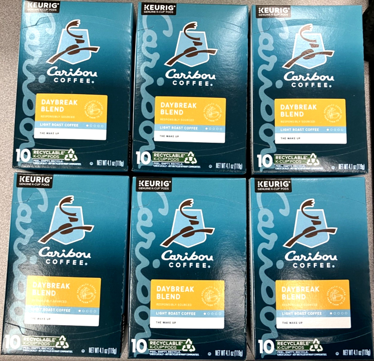 60 Count Caribou Coffee Daybreak Blend Keurig Best By 11/11/2026